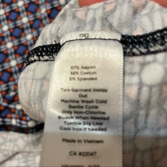 Talbots Short Sleeve Blue and Orange Geometric Shape Top Size S - Picture 4 of 7